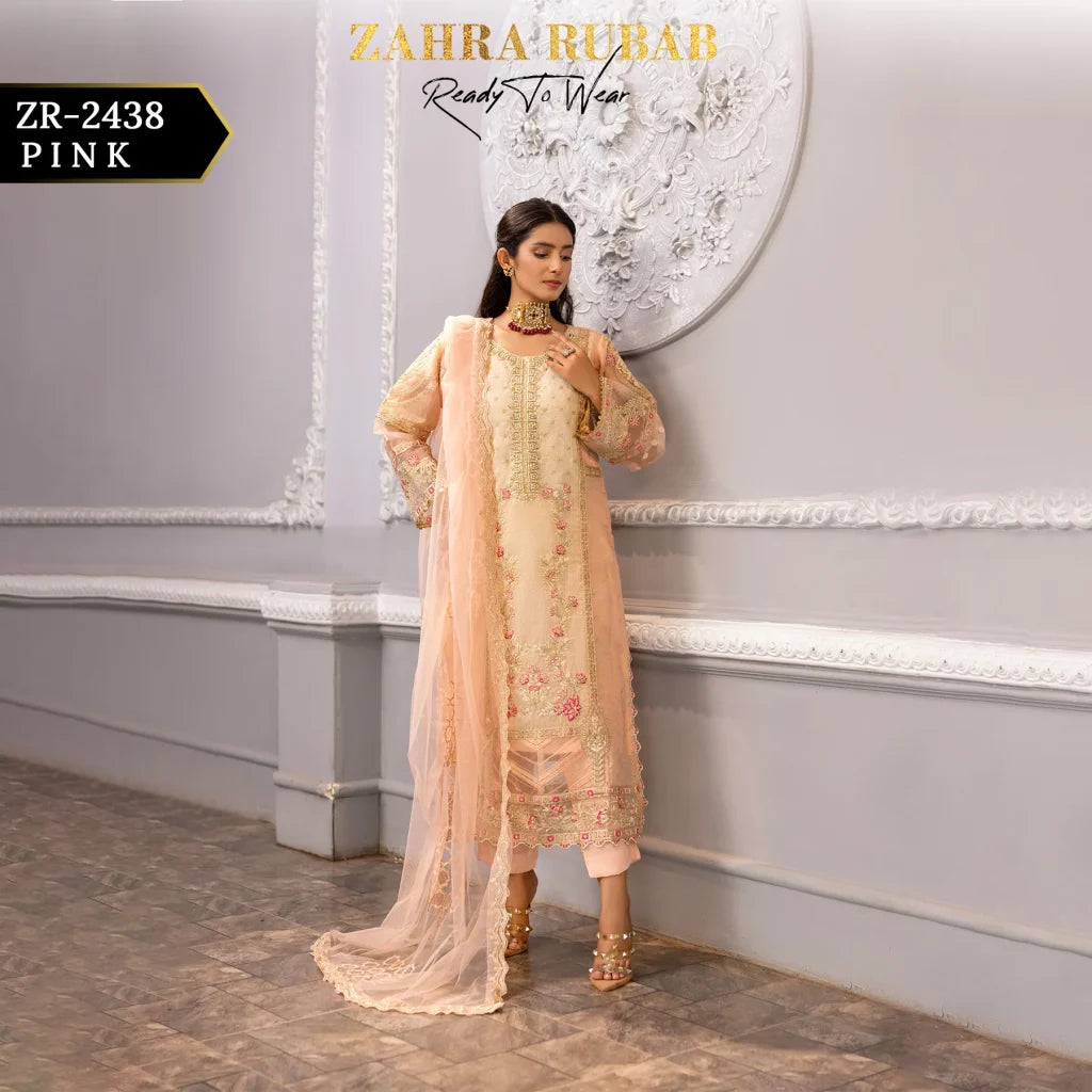 ZAHRA RUBAB 3 PIECE READYMADE PINK ZR-2438