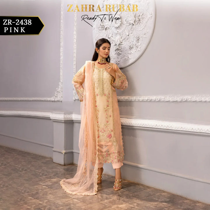 ZAHRA RUBAB 3 PIECE READYMADE PINK ZR-2438