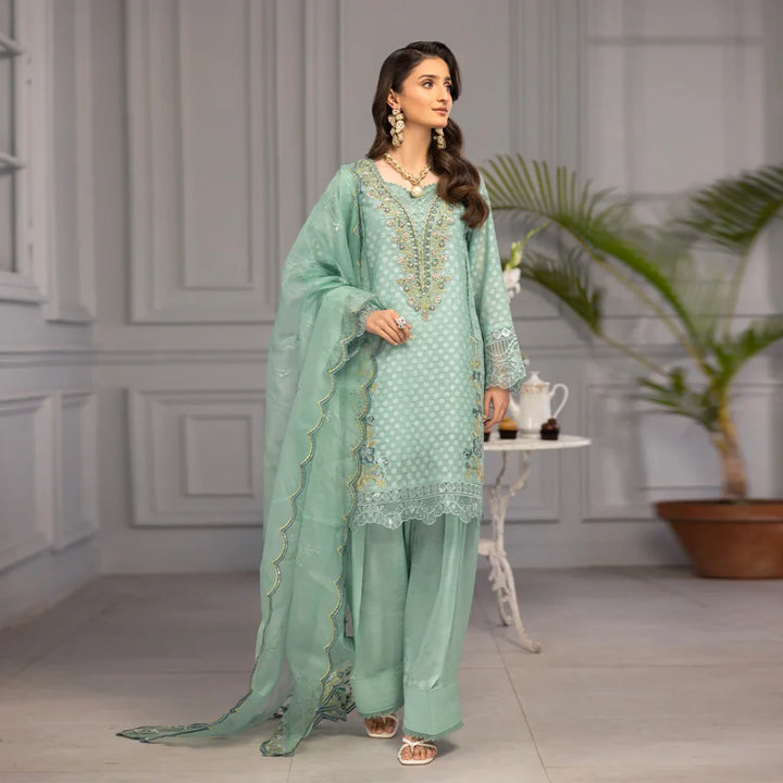 ZAHRA RUBAB farshi shalwar 3-Piece Ready To Wear AQUA ZR-2516