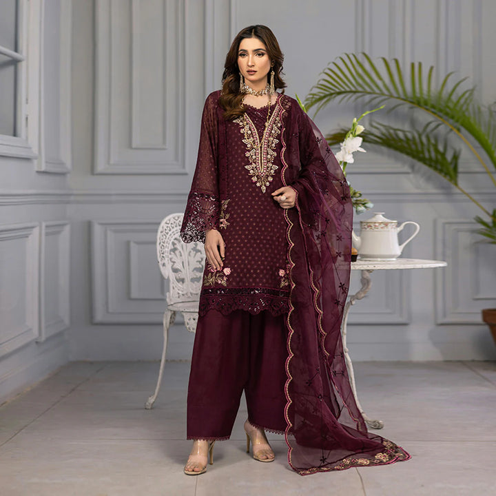 ZAHRA RUBAB Farshi shalwar 3-Piece Ready To Wear PLUM ZR-2516