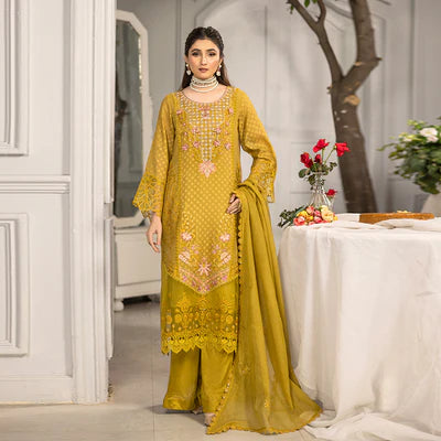 ZAHRA RUBAB  Farshi Shalwar 3-Piece Ready To Wear SAFFRON ZR-2519