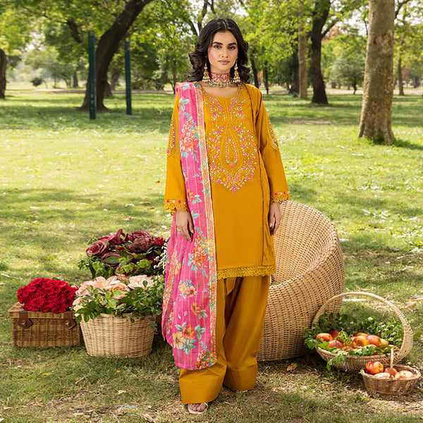 Zahra Rubab Farshi Shalwar  3-Piece Ready to Wear Blossom Collection - Gold ZR-2521