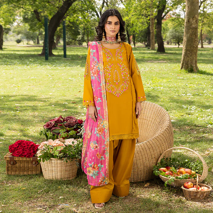 Zahra Rubab Farshi Shalwar  3-Piece Ready to Wear Blossom Collection - Gold ZR-2521
