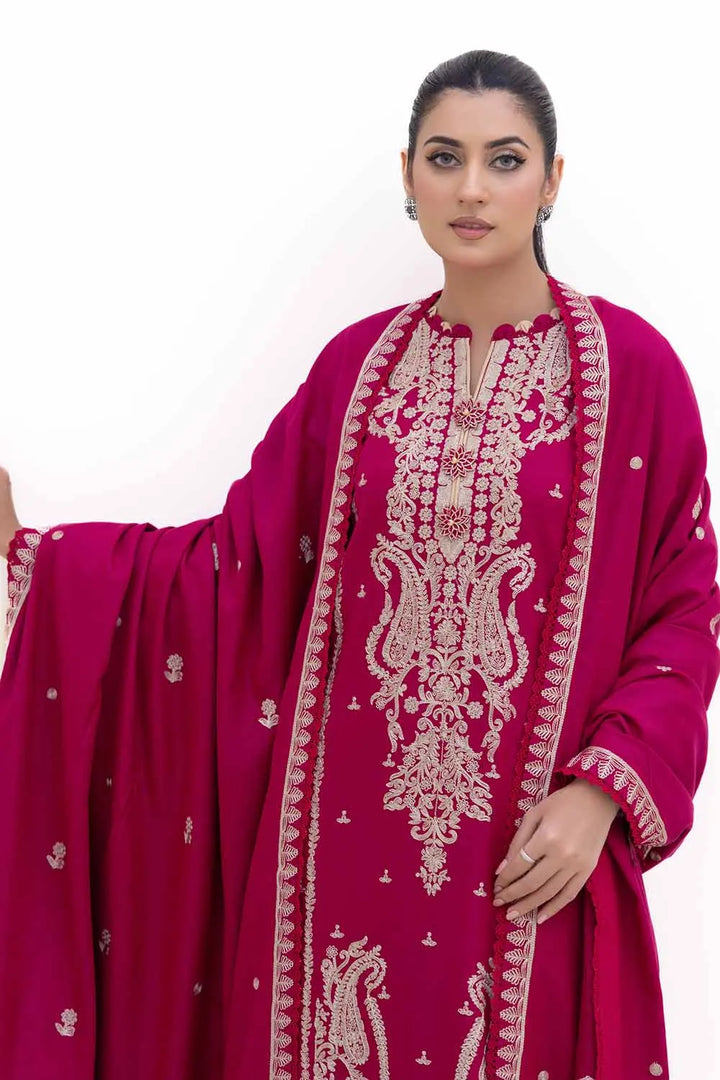 GUL AHMED Unstitched Embroidered Acrylic Suit with Embroidered Acrylic Dupatta AP-42014