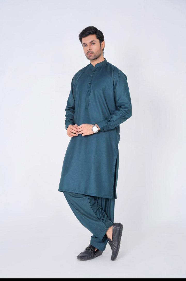 Al-Qaisar Men's Premium Shalwar Kameez dark green AQ-16
