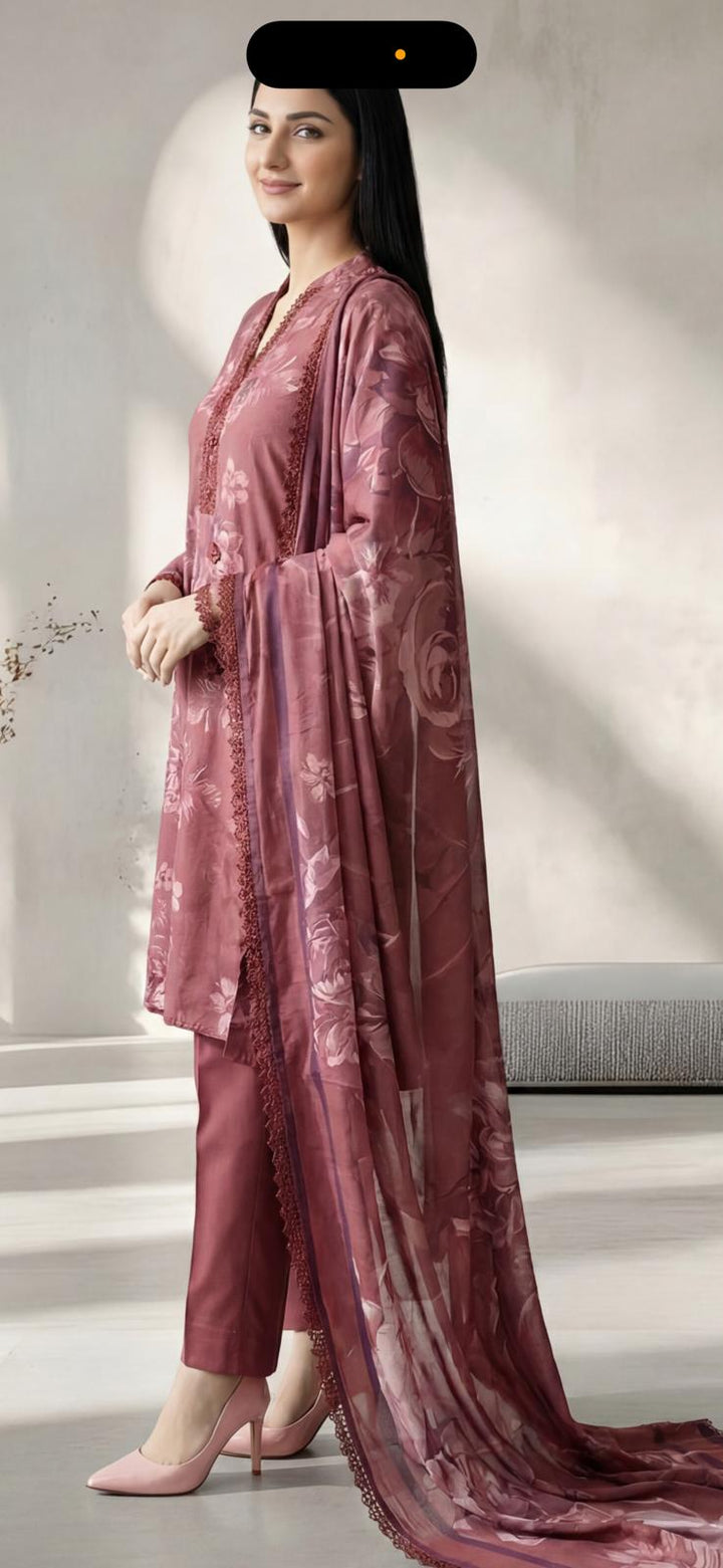 3 Piece Ready-to-Wear Winter Stitched Collection By Tawakkal Fabrics D-4696