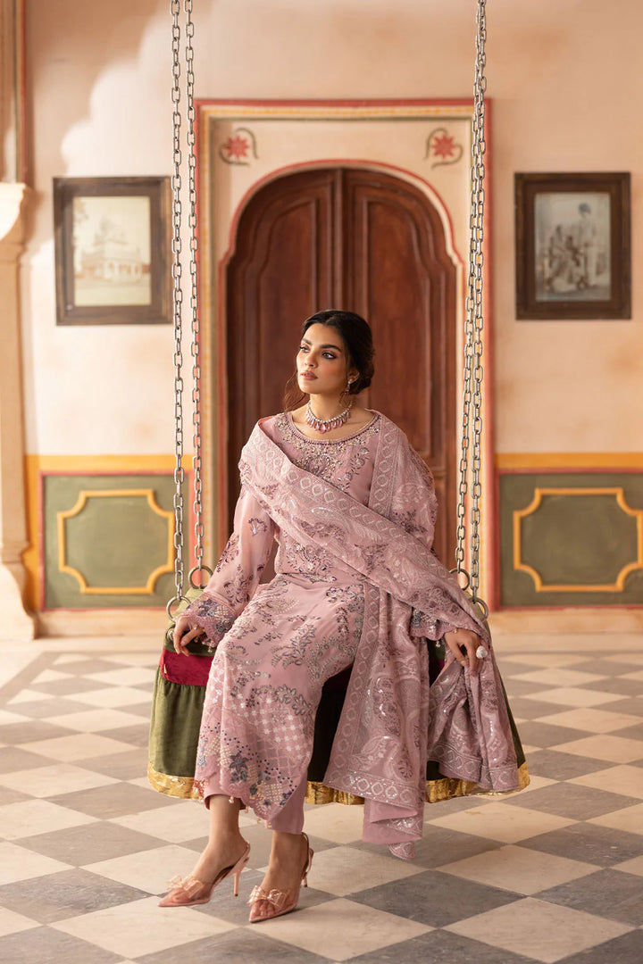 Ramsha 3-Piece Ready To Wear Dastan Vol-3 Chiffon | T-303 Pinkish Gray