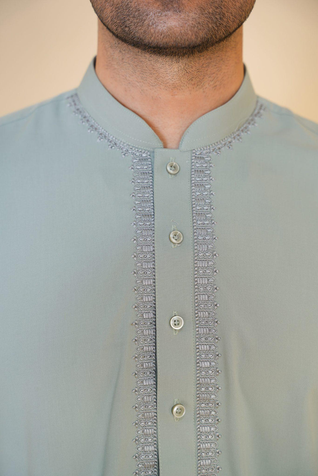 Al-Qaisar Men's Embroidered Mint Shalwar Kameez AQ-08