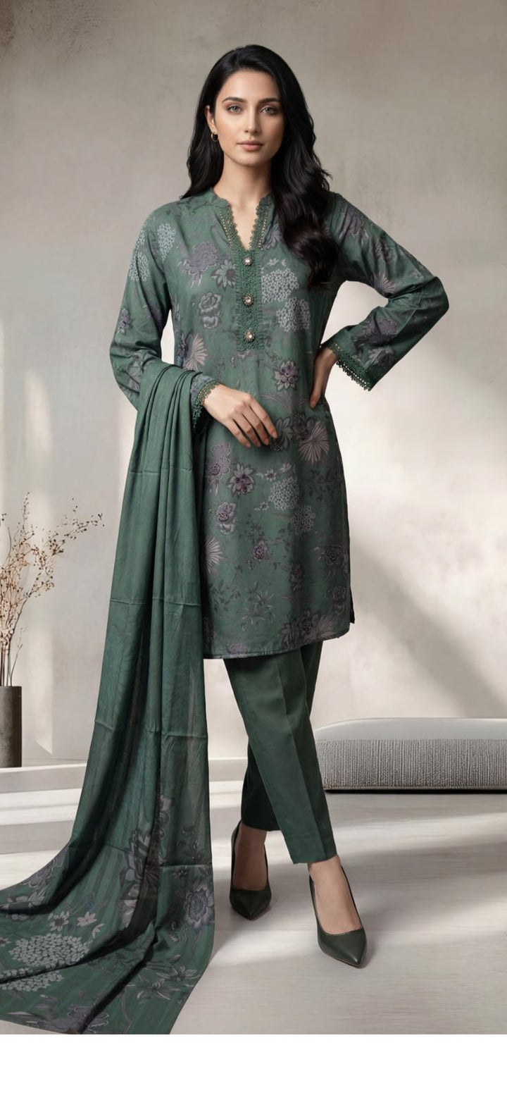 3 Piece Ready-to-Wear Winter Stitched Collection By Tawakkal Fabrics D-4697