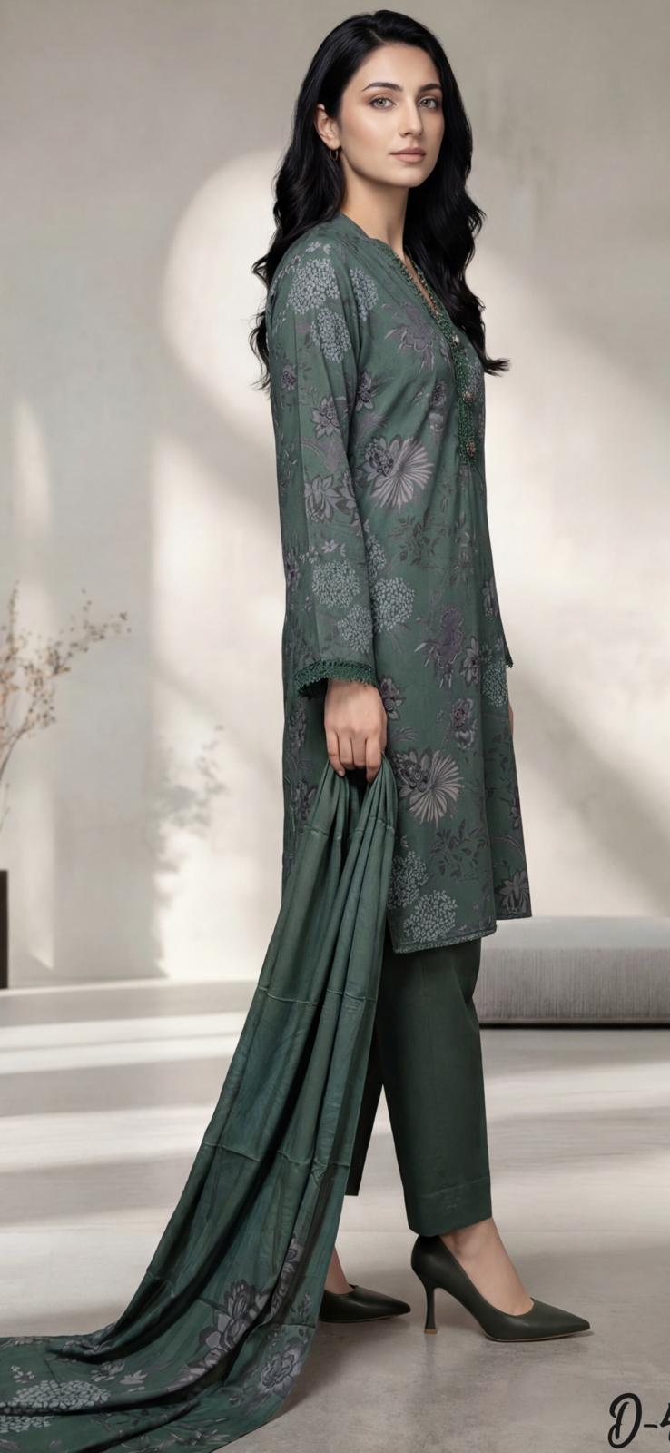 3 Piece Ready-to-Wear Winter Stitched Collection By Tawakkal Fabrics D-4697