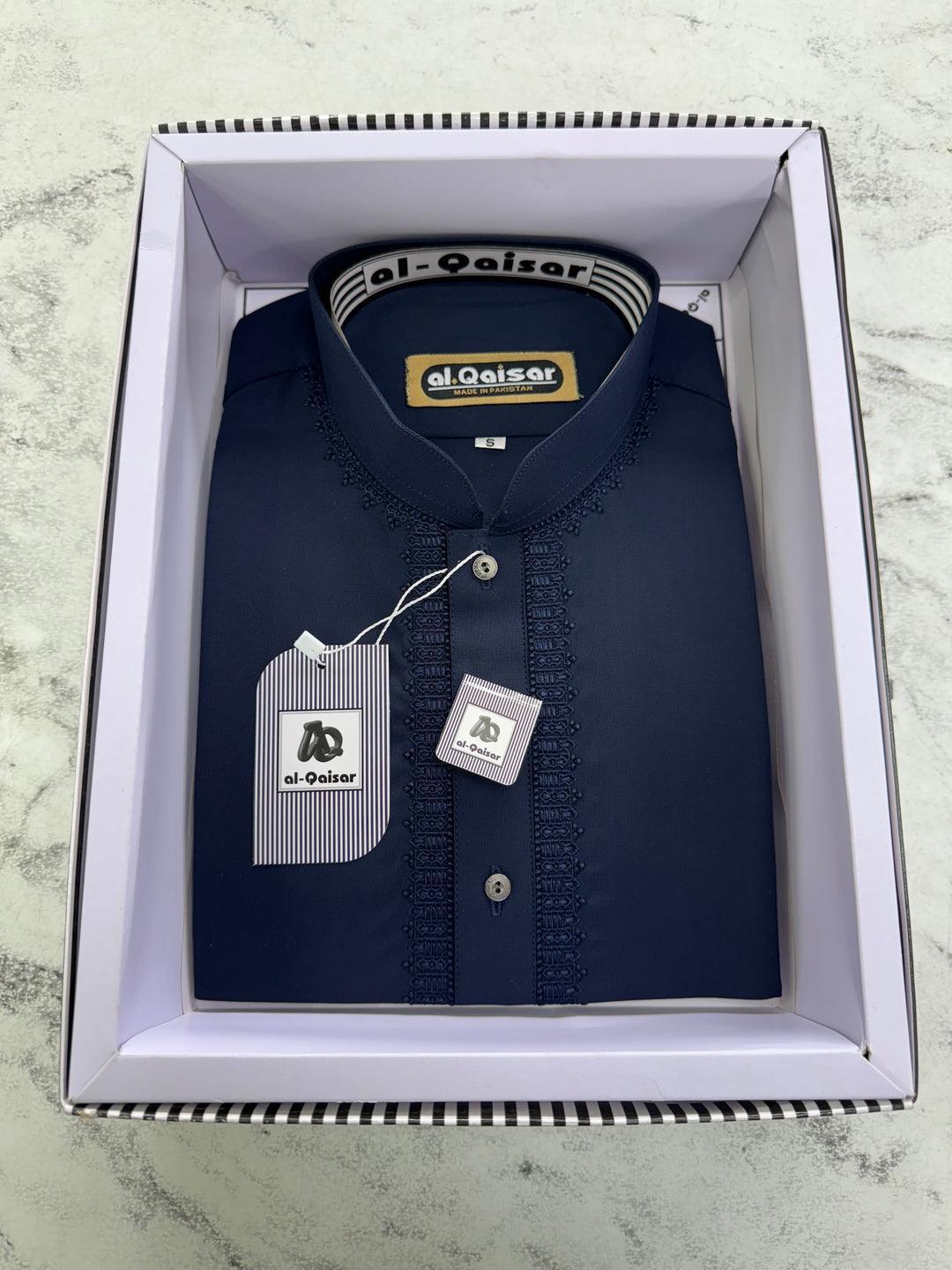 Al-Qaisar Men's Embroidered Navy Blue Shalwar Kameez AQ-10