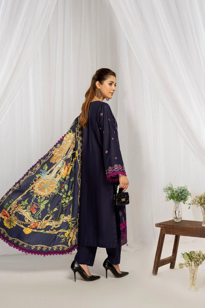 MENA BY CHAMAK 3 PIECE SUITE READY TO WEAR - Midnight Aubergine