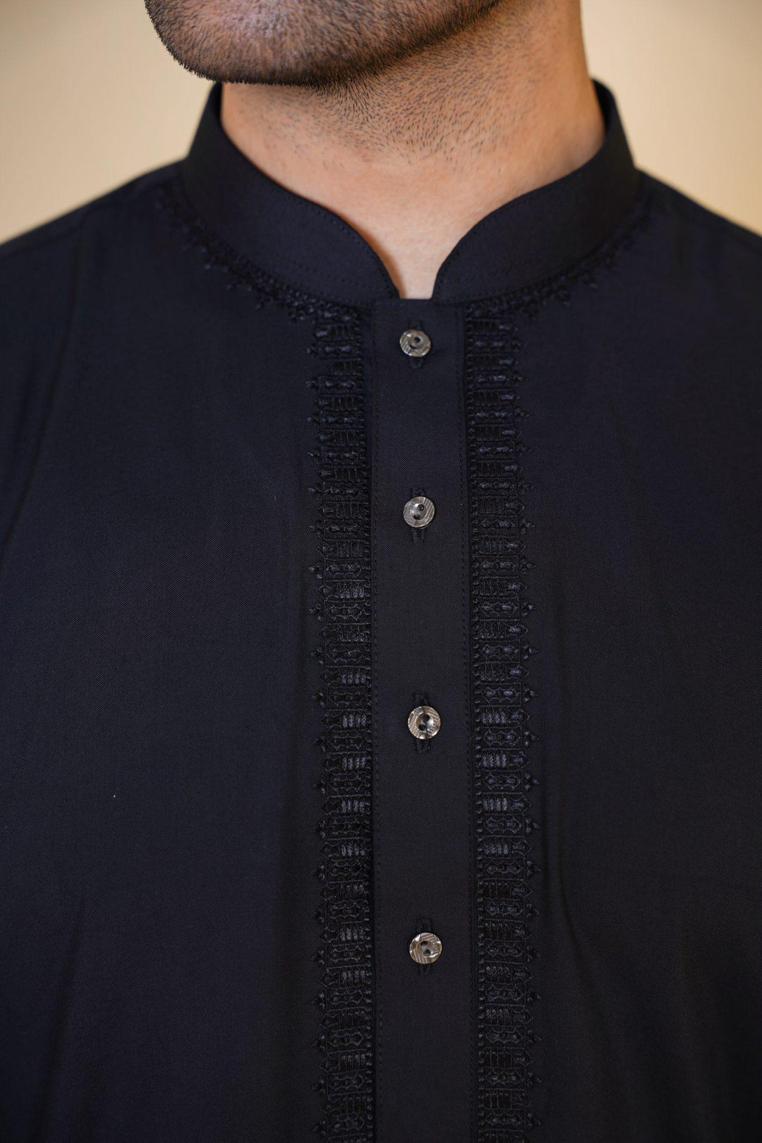 Al-Qaisar Men's Embroidered Black Shalwar Kameez AQ-11