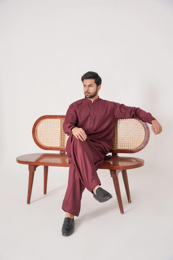 AL-QAISAR MAROON KAMEEZ SHALWAR AQ-17