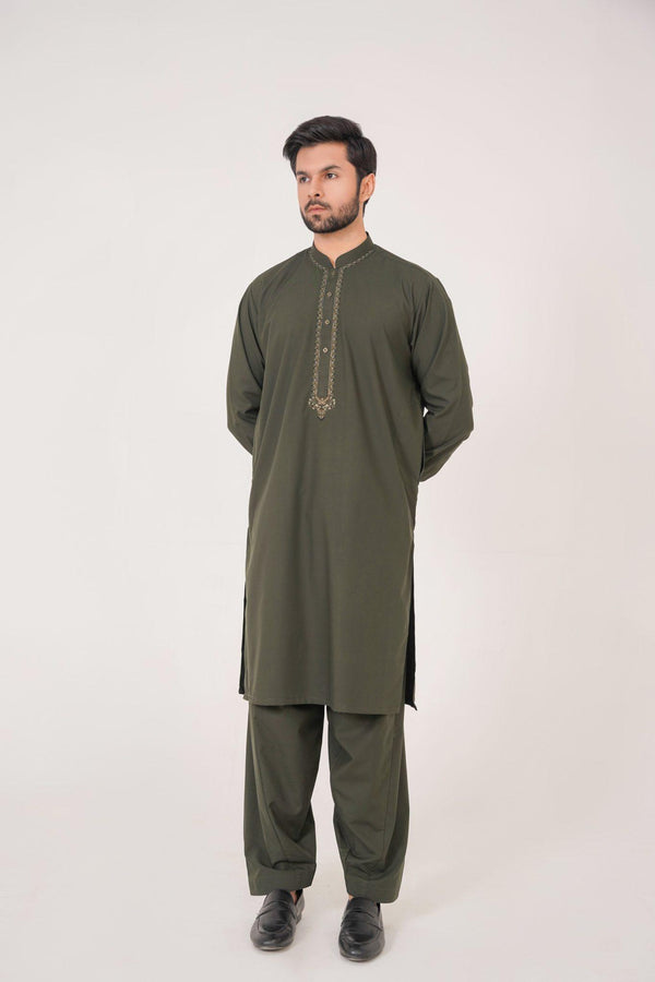 Al-Qaisar Olive Kameez Shalwar AQ-28