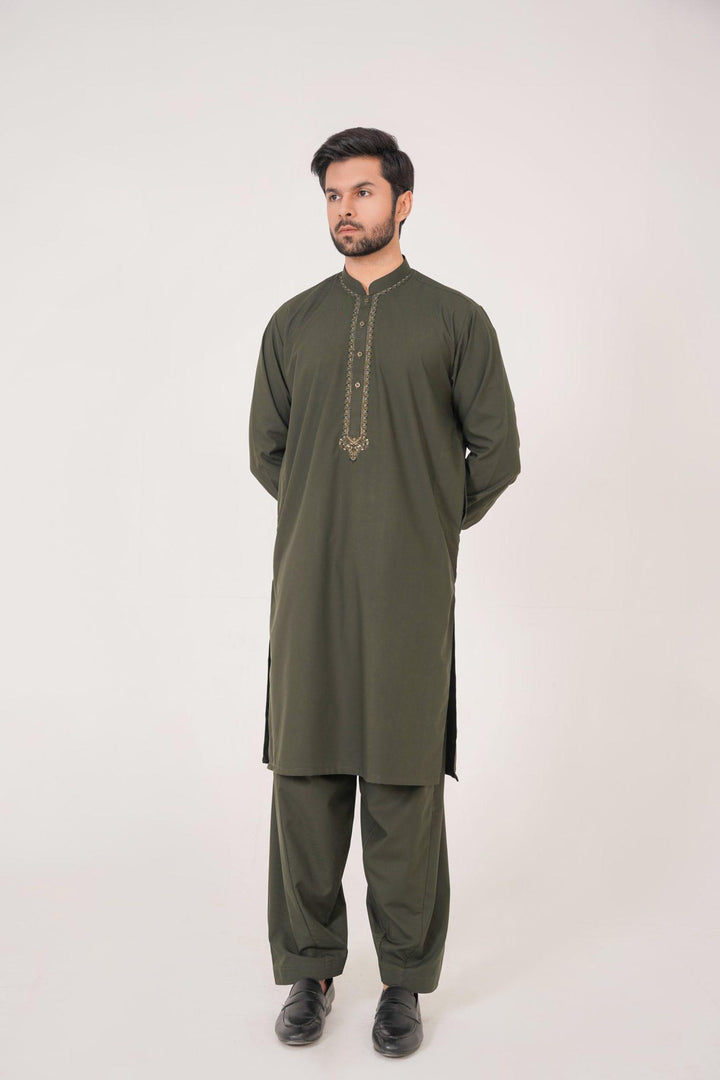 Al-Qaisar Olive Kameez Shalwar AQ-28