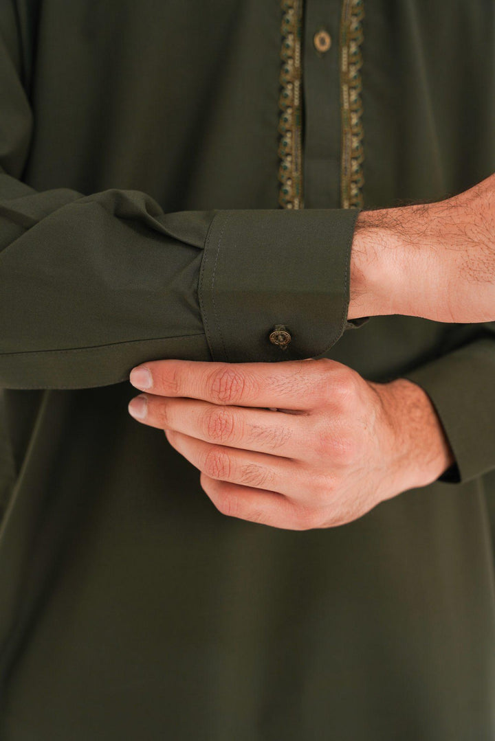 Al-Qaisar Olive Kameez Shalwar AQ-28