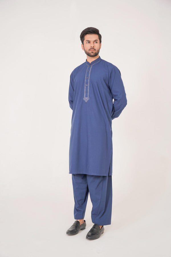 Al-Qaisar Blue Embroidered Shalwar Kameez AQ-27