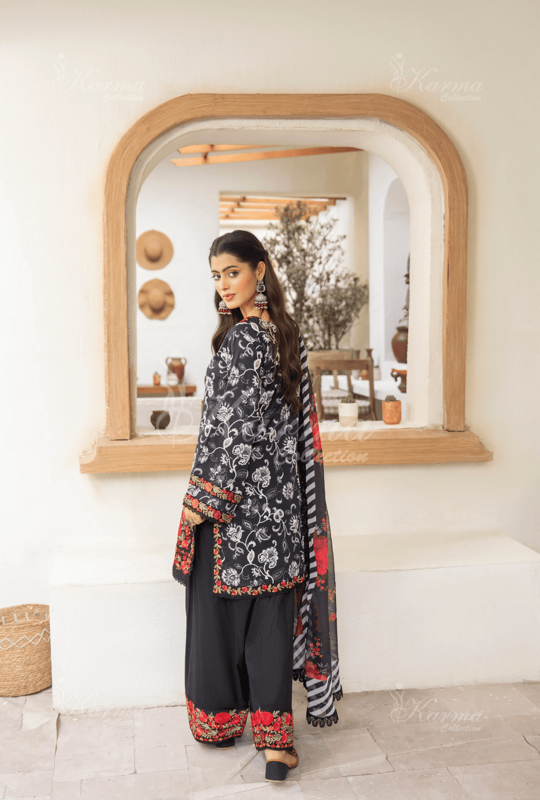 3-Piece Ready to Wear Karma Collections CRIMSON NOIR KC-1492