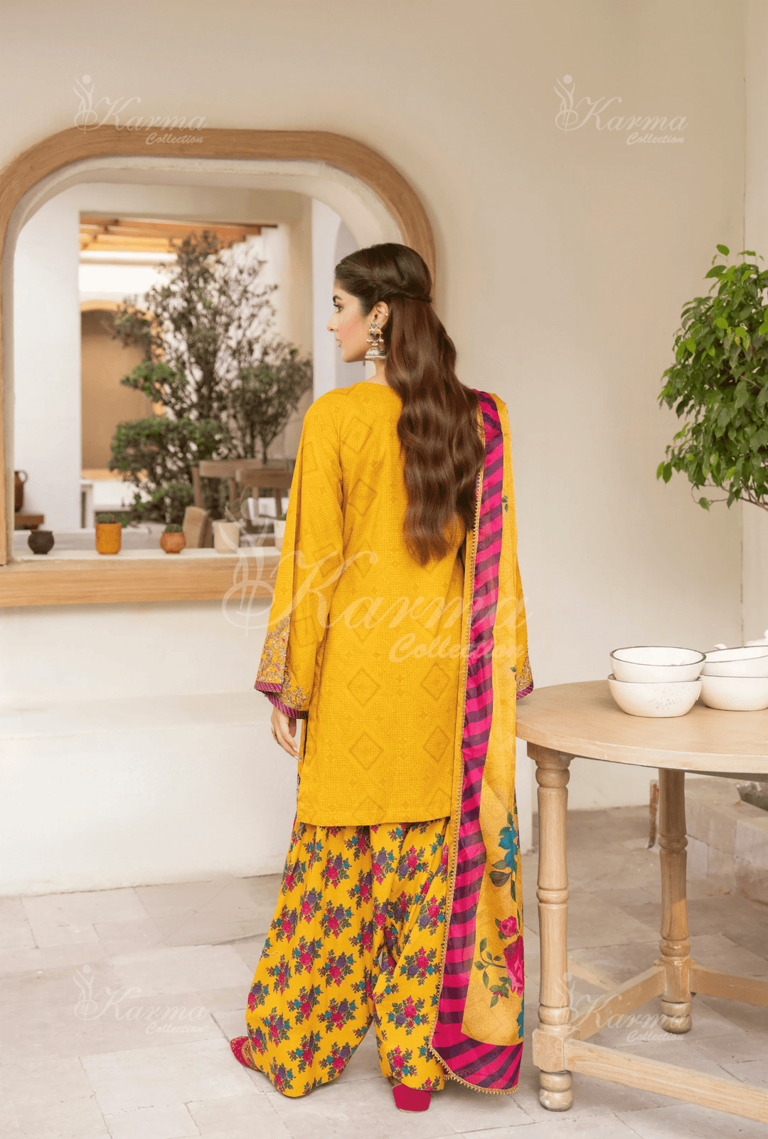 3-Piece Ready to Wear Karma Collections MARIGOLD GLINT KC-1501