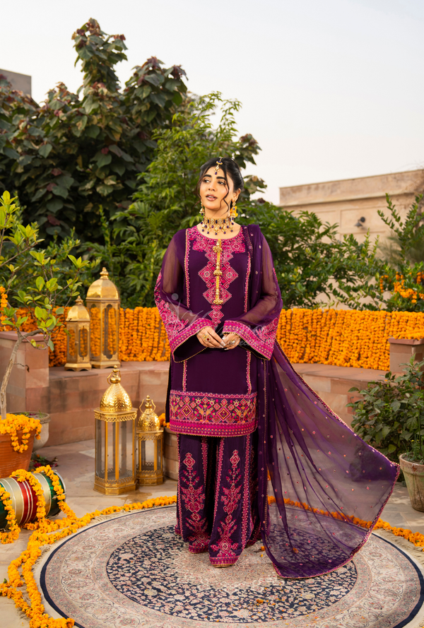 Karma Georgette Chiffon Festive Luxury Collection – 3-Piece Ready-to-Wear F-494