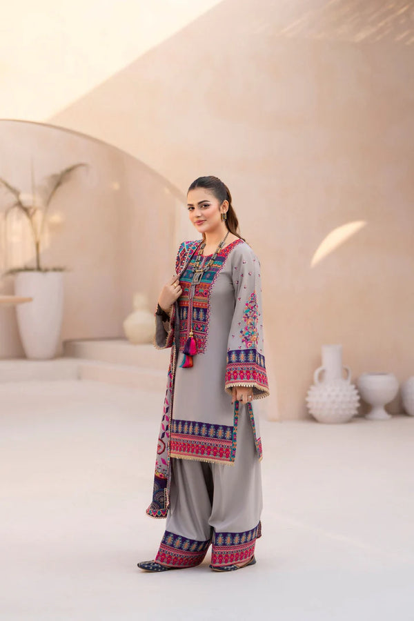 Karma Mishal Luxury Winter Collection – 3-Piece Ready-to-Wear (1539 Cloud)