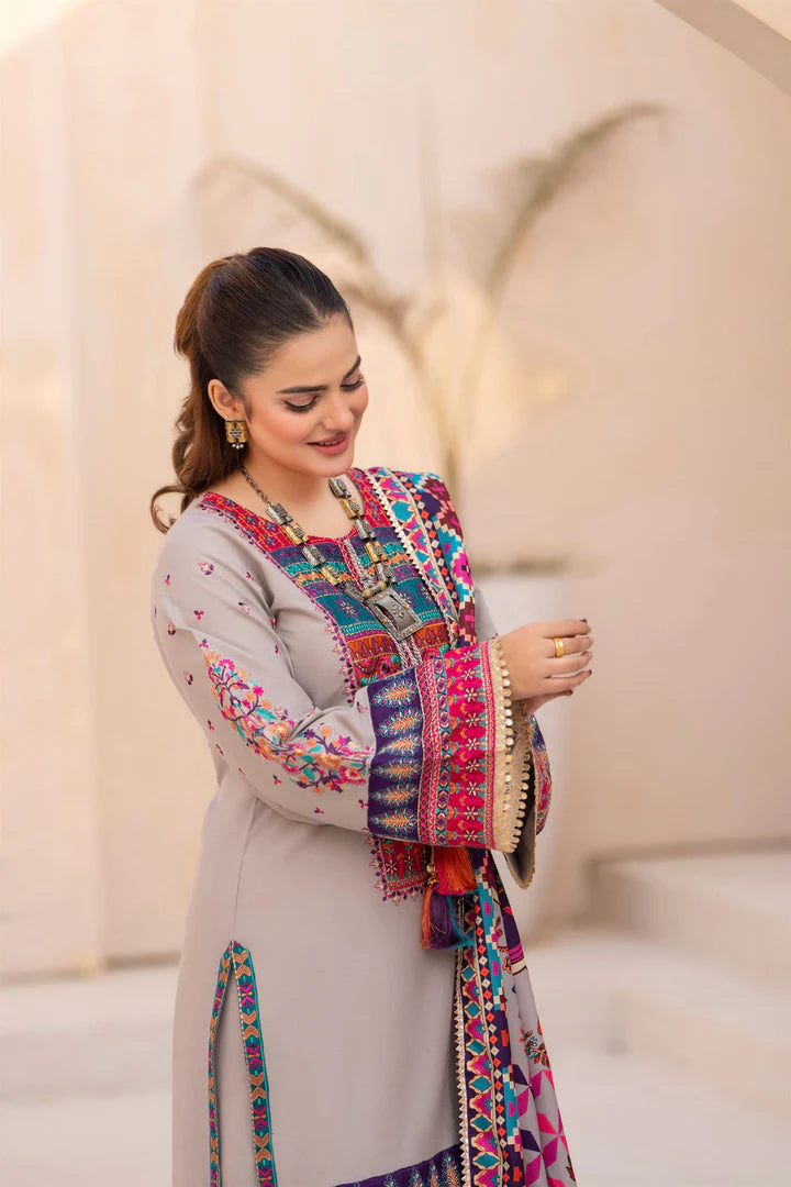 Karma Mishal Luxury Winter Collection – 3-Piece Ready-to-Wear (1539 Cloud)