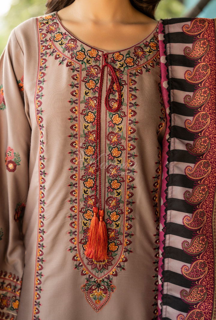 Karma Luxury Winter Collection – 3-Piece Ready-to-Wear (NUDE BROWN) -1527