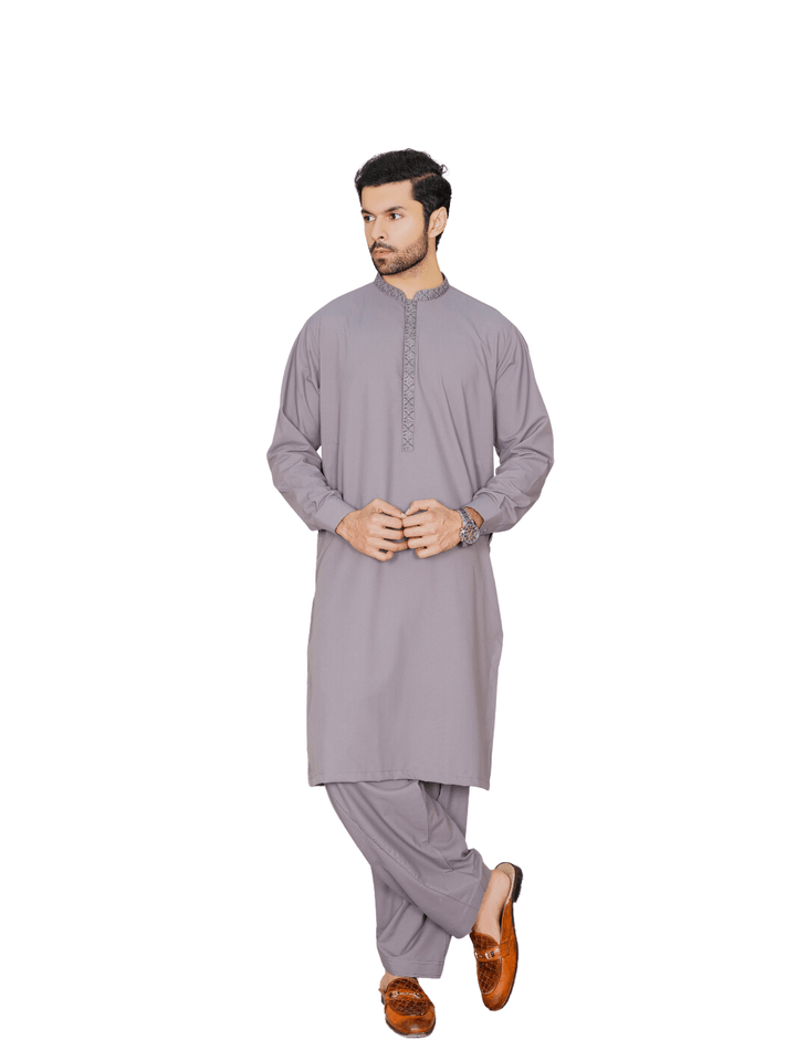 Al-Qaisar Men's Lilac Embroidered Shalwar Kameez AQ-13
