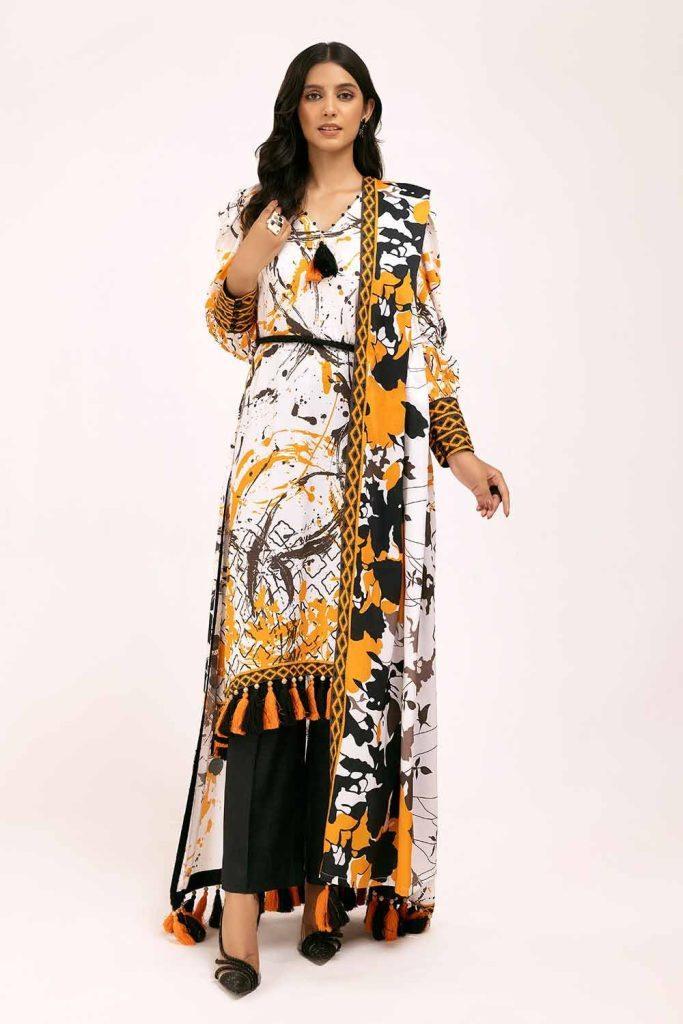 3PC GUL AHMED WINTER COLLECTION Unstitched Printed Linen Suit LT-42006