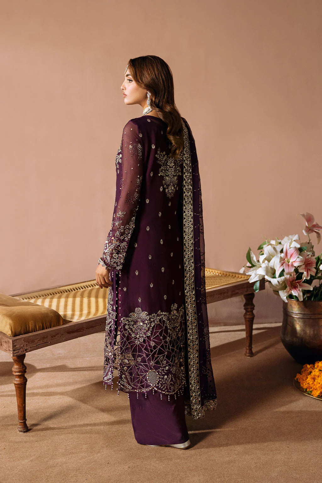 Ramsha 3-Piece Ready to Wear Dastak Luxury Chiffon Collection Vol-2 - Q-208 Purple
