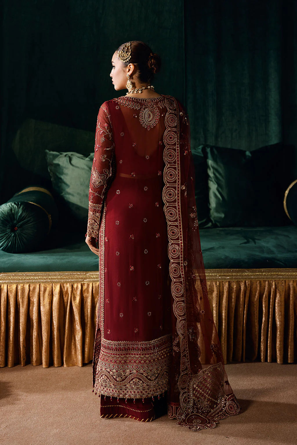 Ramsha 3-Piece Ready to Wear Dastak Luxury Chiffon Collection Vol-2 - Q-203 Red