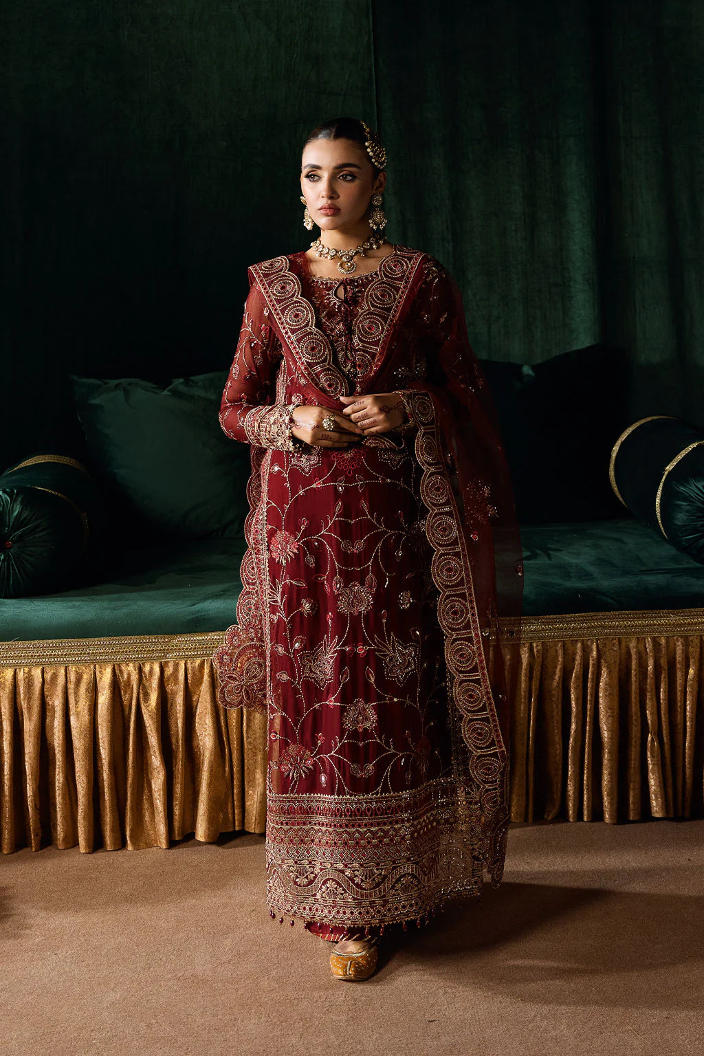 Ramsha 3-Piece Ready to Wear Dastak Luxury Chiffon Collection Vol-2 - Q-203 Red