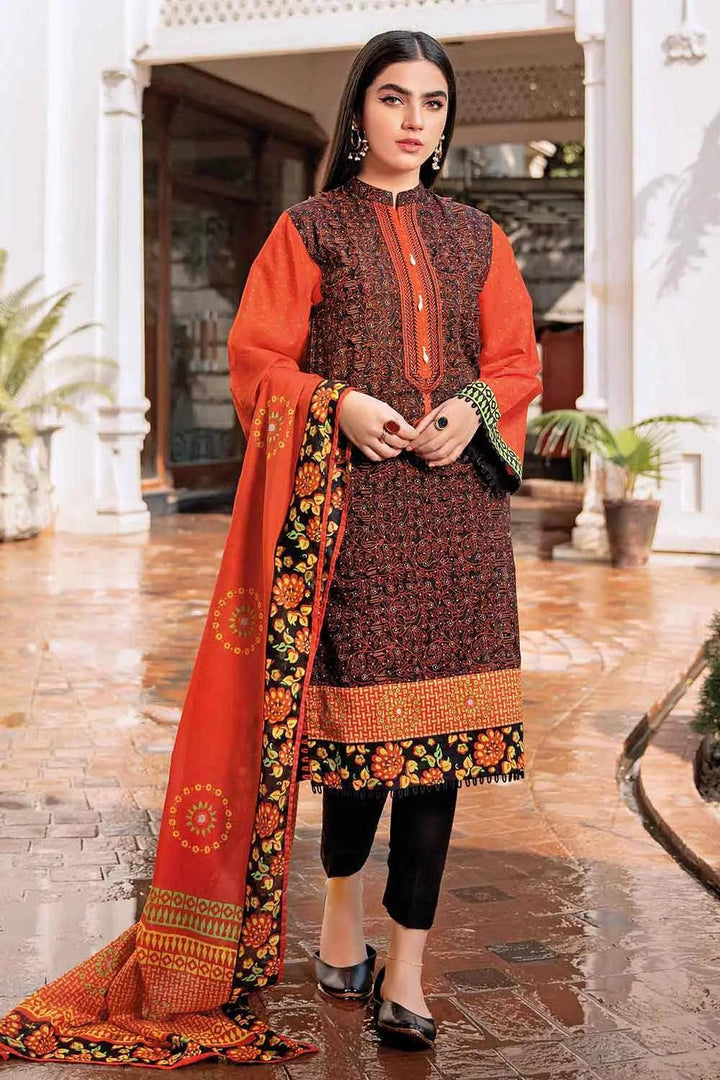 Gul Ahmed 3PC Printed Lawn Unstitched Embroidered Suit With Printed Lawn Dupatta CL-1298